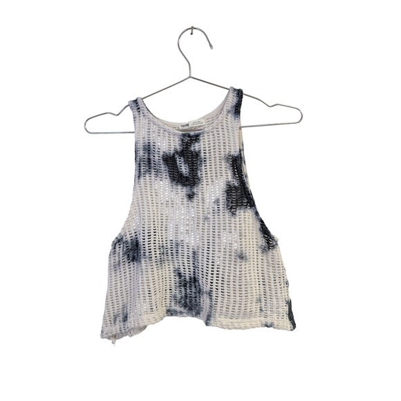 Pull&Bear Open Knit Textured Tank Top Streetwear White Gray‎ Tie Dye Small - Picture 1 of 5